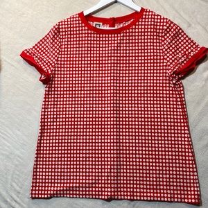 Anne Klein red with white polka dots size L. Buttons on back